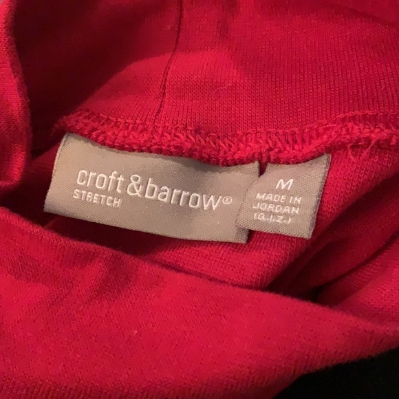 Croft & Barrow Stretch Red Solid Turtleneck long sleeve shirt medium women’s - Picture 5 of 6